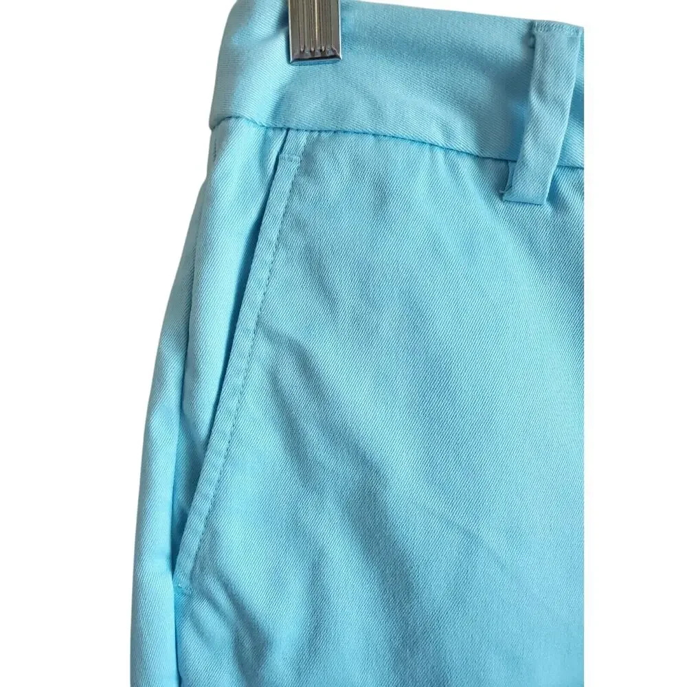LANDS END Women's 10 Crop Chino Pants Mid Rise Straight Light Blue Waist 30